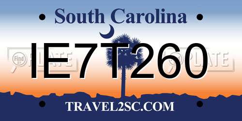 IE7T260 South Carolina License Plate