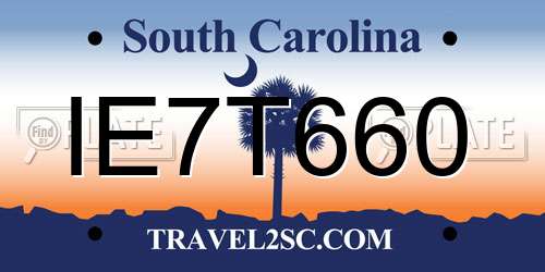 IE7T660 South Carolina License Plate