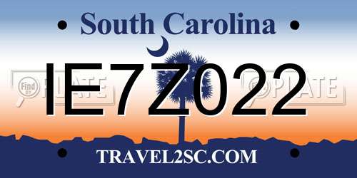 IE7Z022 South Carolina License Plate