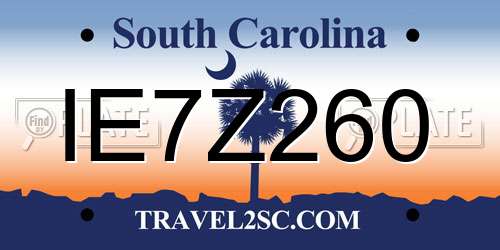 IE7Z260 South Carolina License Plate