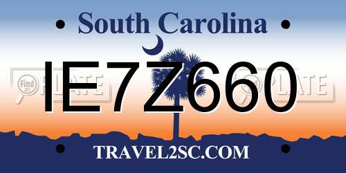 IE7Z660 South Carolina License Plate
