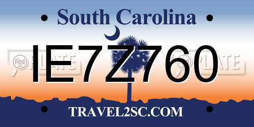 IE7Z760 South Carolina License Plate