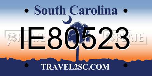 IE80523 South Carolina License Plate