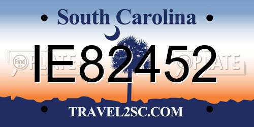 IE82452 South Carolina License Plate