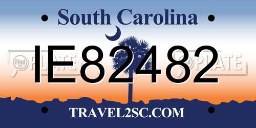 IE82482 South Carolina License Plate