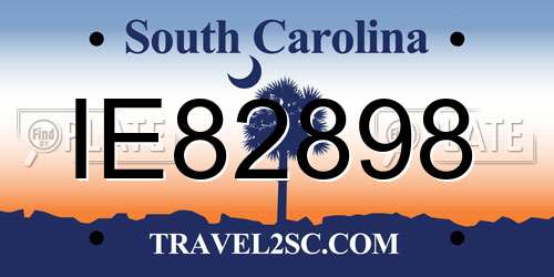 IE82898 South Carolina License Plate