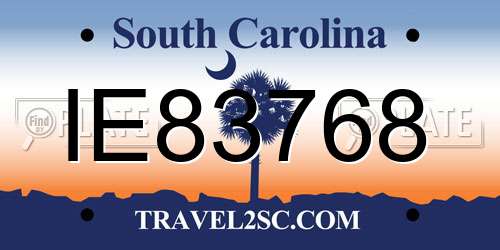 IE83768 South Carolina License Plate