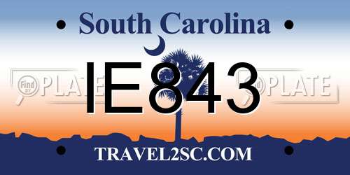 IE843 South Carolina License Plate