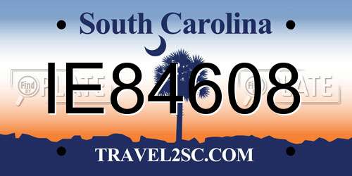 IE84608 South Carolina License Plate