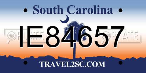 IE84657 South Carolina License Plate