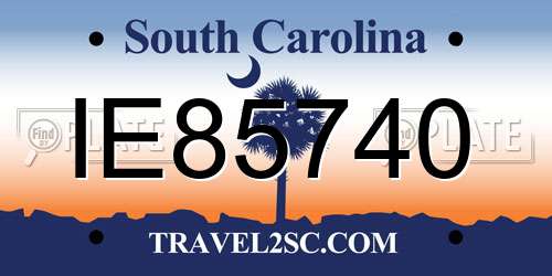 IE85740 South Carolina License Plate