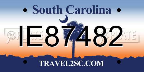IE87482 South Carolina License Plate
