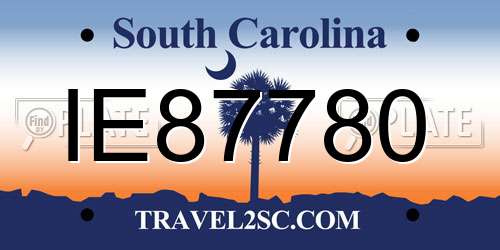 IE87780 South Carolina License Plate