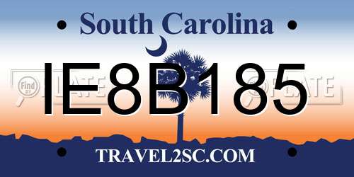 IE8B185 South Carolina License Plate