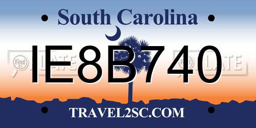 IE8B740 South Carolina License Plate