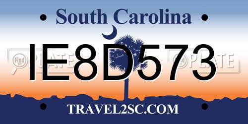 IE8D573 South Carolina License Plate
