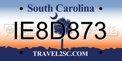 IE8D873 South Carolina License Plate