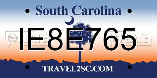 IE8E765 South Carolina License Plate