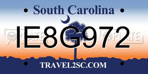 IE8G972 South Carolina License Plate