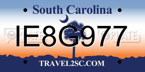IE8G977 South Carolina License Plate