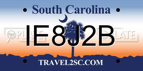 IE8J2B South Carolina License Plate