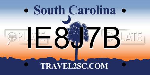 IE8J7B South Carolina License Plate