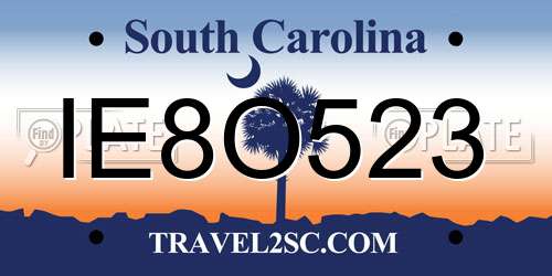 IE8O523 South Carolina License Plate