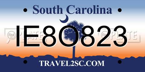 IE8O823 South Carolina License Plate