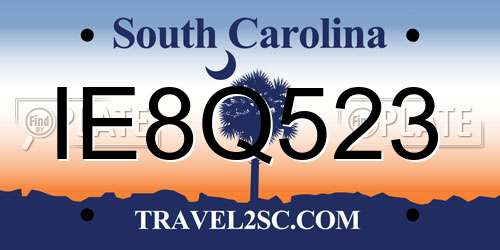 IE8Q523 South Carolina License Plate