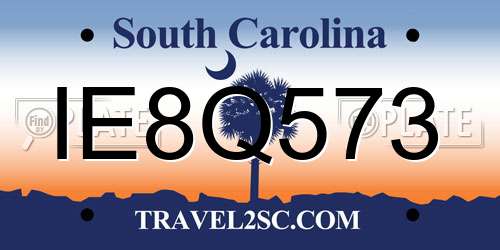 IE8Q573 South Carolina License Plate