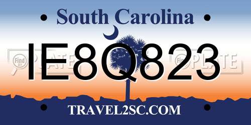 IE8Q823 South Carolina License Plate