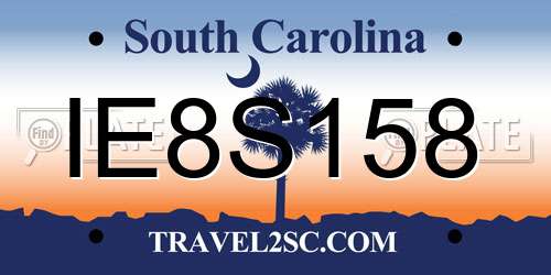 IE8S158 South Carolina License Plate