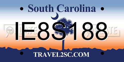 IE8S188 South Carolina License Plate