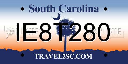 IE8T280 South Carolina License Plate