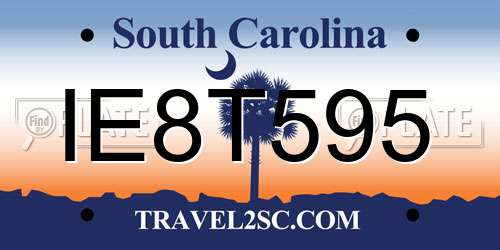 IE8T595 South Carolina License Plate