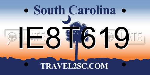 IE8T619 South Carolina License Plate