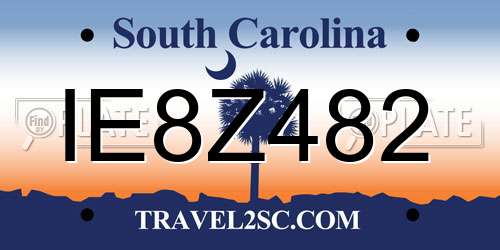 IE8Z482 South Carolina License Plate