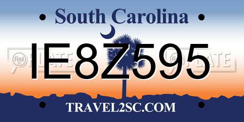 IE8Z595 South Carolina License Plate