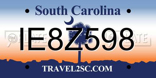 IE8Z598 South Carolina License Plate