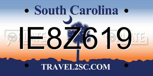 IE8Z619 South Carolina License Plate