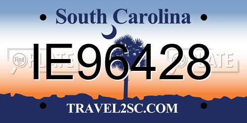 IE96428 South Carolina License Plate