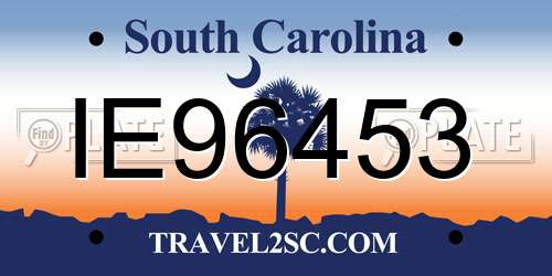 IE96453 South Carolina License Plate