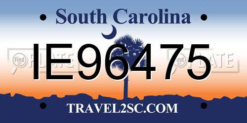 IE96475 South Carolina License Plate