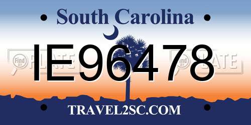 IE96478 South Carolina License Plate