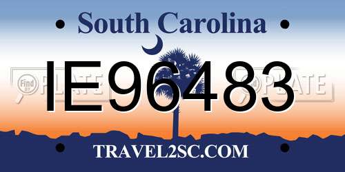 IE96483 South Carolina License Plate