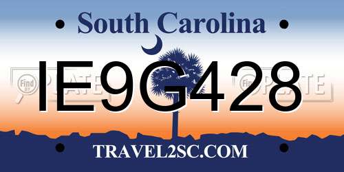 IE9G428 South Carolina License Plate