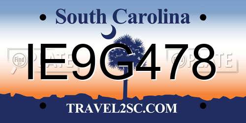 IE9G478 South Carolina License Plate