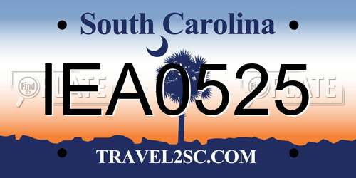 IEA0525 South Carolina License Plate
