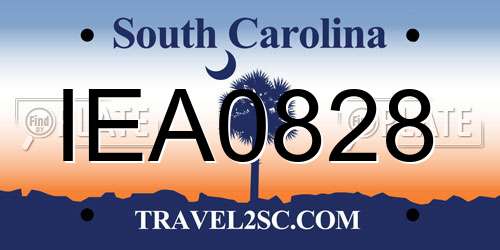 IEA0828 South Carolina License Plate