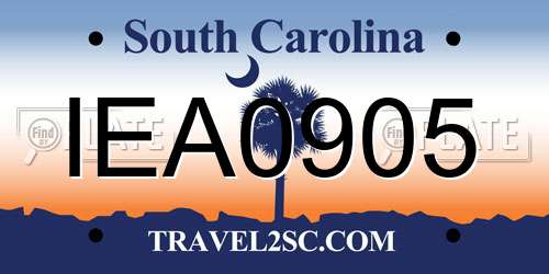 IEA0905 South Carolina License Plate